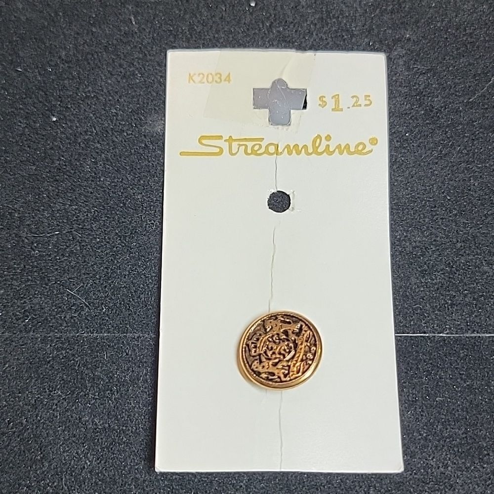 Streamline Vintage Black Gold Round Metal Button K2034